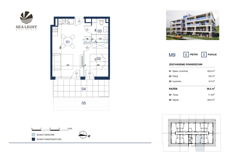 Apartament wakacyjny 36,50 m², parter, oferta nr M9