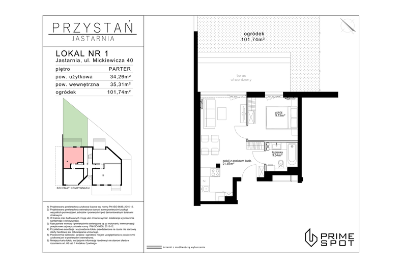 Apartament wakacyjny 34,26 m², parter, oferta nr  1/8