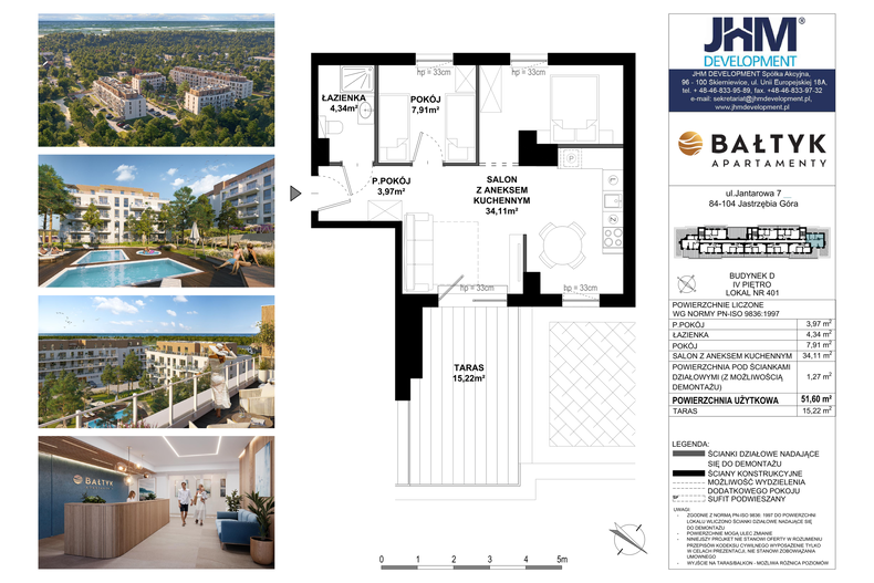 Apartament wakacyjny 51,60 m², piętro 5, oferta nr D/401