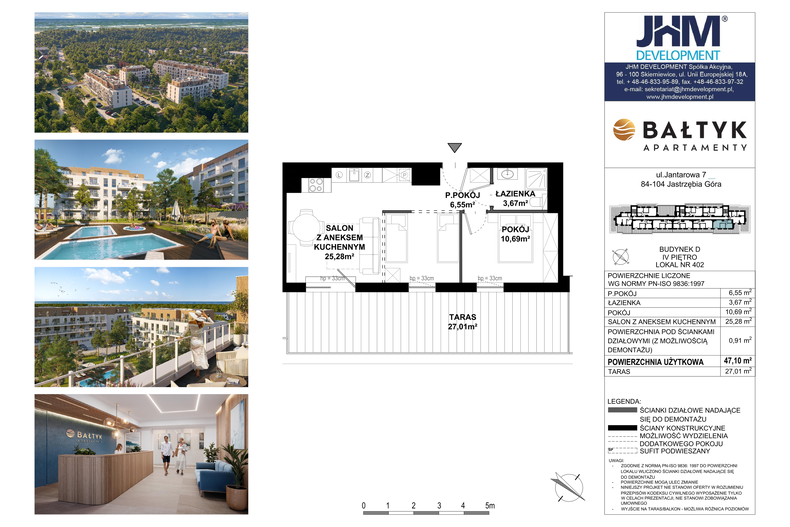 Apartament wakacyjny 47,10 m², piętro 5, oferta nr D/402