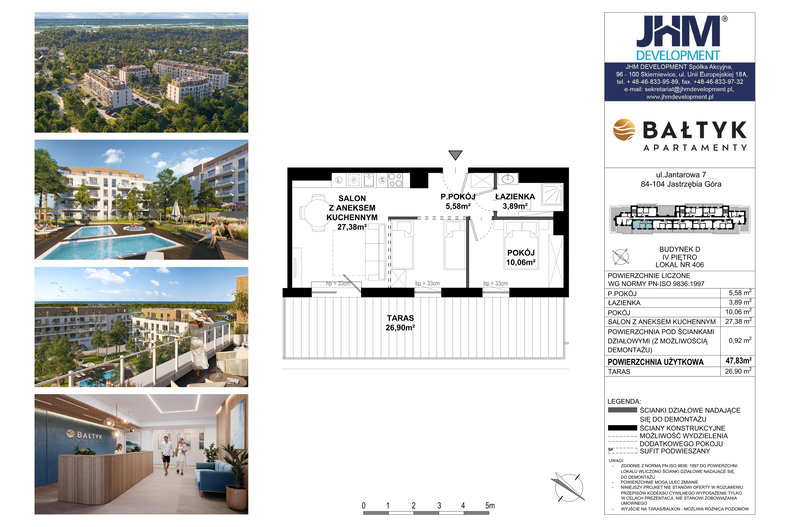 Apartament wakacyjny 47,83 m², piętro 5, oferta nr D/406