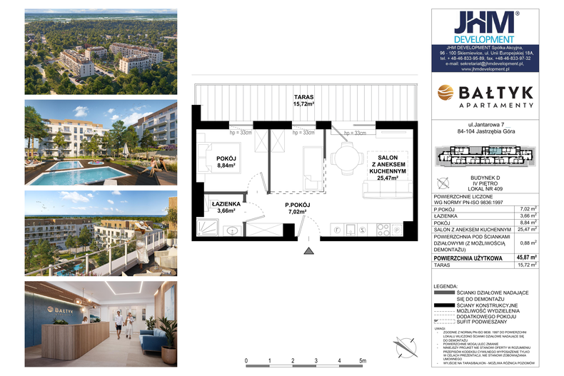 Apartament wakacyjny 45,87 m², piętro 5, oferta nr D/409