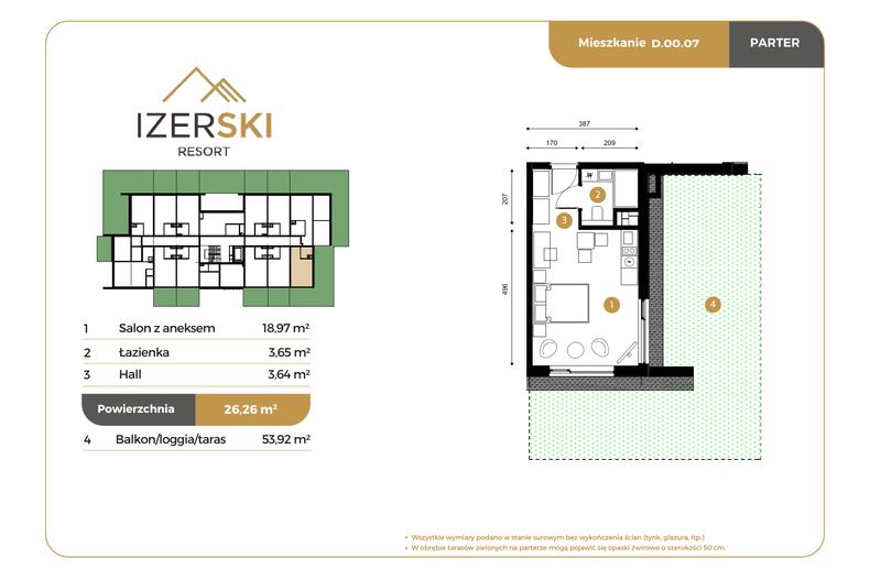 Apartament wakacyjny 26,26 m², parter, oferta nr D.00.07