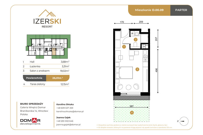 Apartament wakacyjny 26,01 m², parter, oferta nr D.00.09