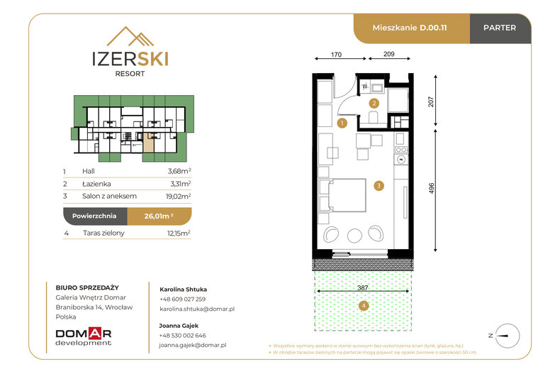 Apartament wakacyjny 26,01 m², parter, oferta nr D.00.11