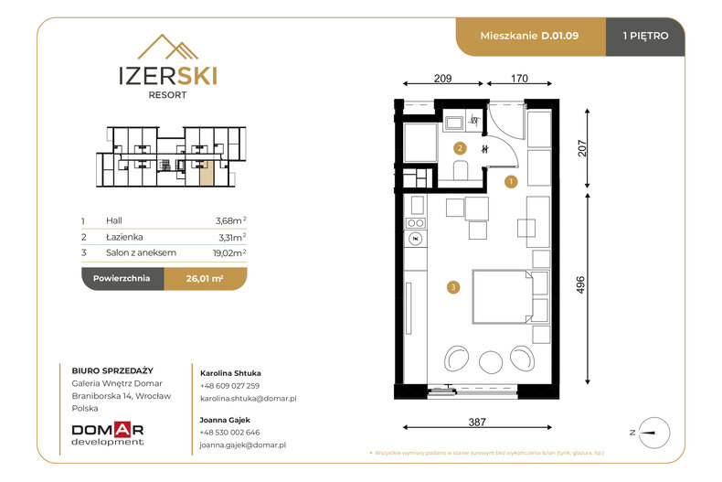 Apartament wakacyjny 26,01 m², piętro 1, oferta nr D.01.09