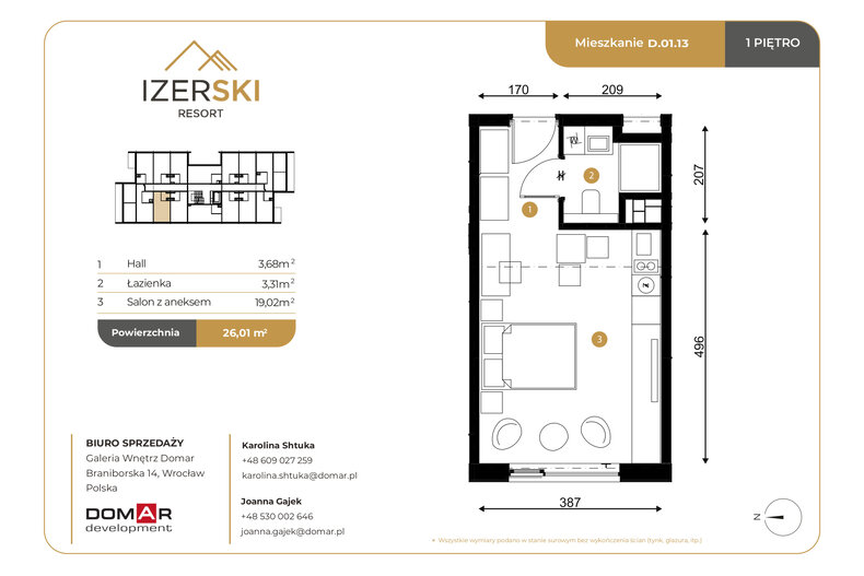 Apartament wakacyjny 26,01 m², piętro 1, oferta nr D.01.13