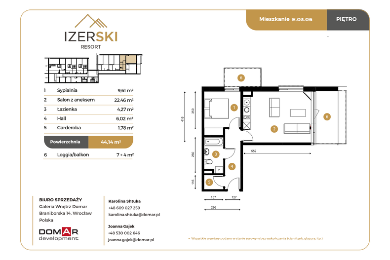 Apartament wakacyjny 44,14 m², piętro 3, oferta nr E.03.06