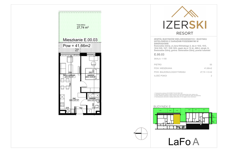 Apartament wakacyjny 41,66 m², parter, oferta nr E.00.03