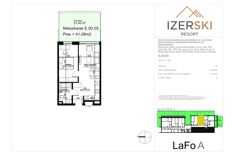 Apartament wakacyjny 41,08 m², parter, oferta nr E.00.05