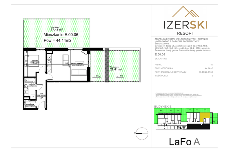Apartament wakacyjny 44,14 m², parter, oferta nr E.00.06
