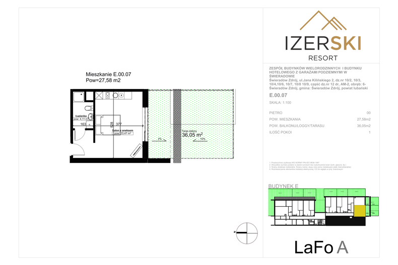 Apartament wakacyjny 27,58 m², parter, oferta nr E.00.07