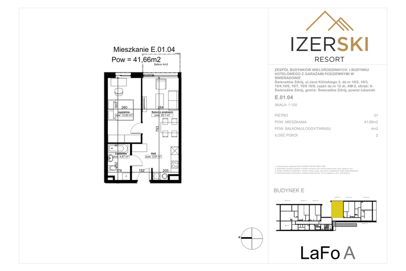 Apartament wakacyjny 41,66 m², piętro 1, oferta nr E.01.04