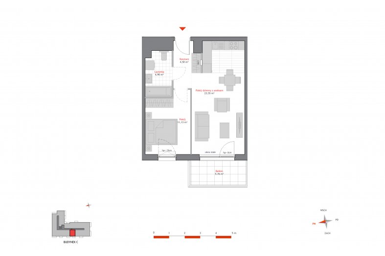 Mieszkanie 44,08 m², piętro 1, oferta nr 28.C.1.11