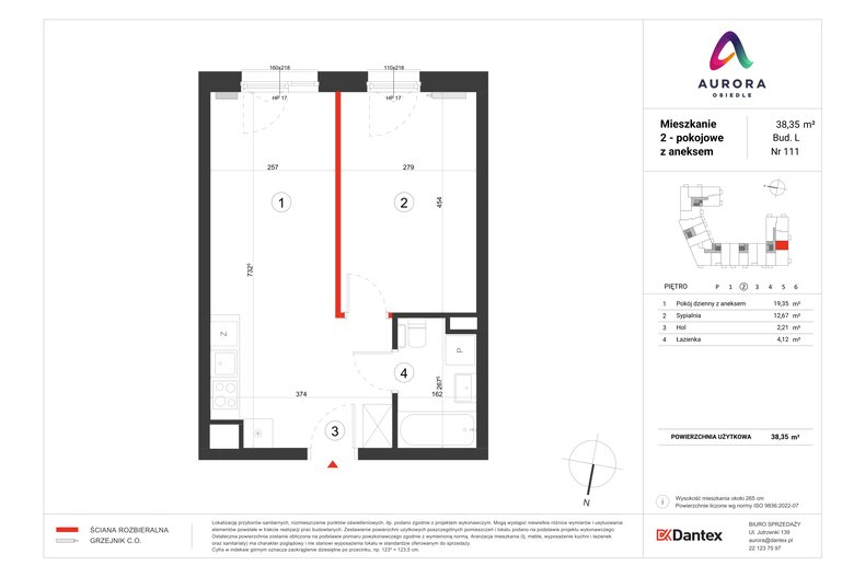 Mieszkanie 38,35 m², piętro 2, oferta nr L1/M111
