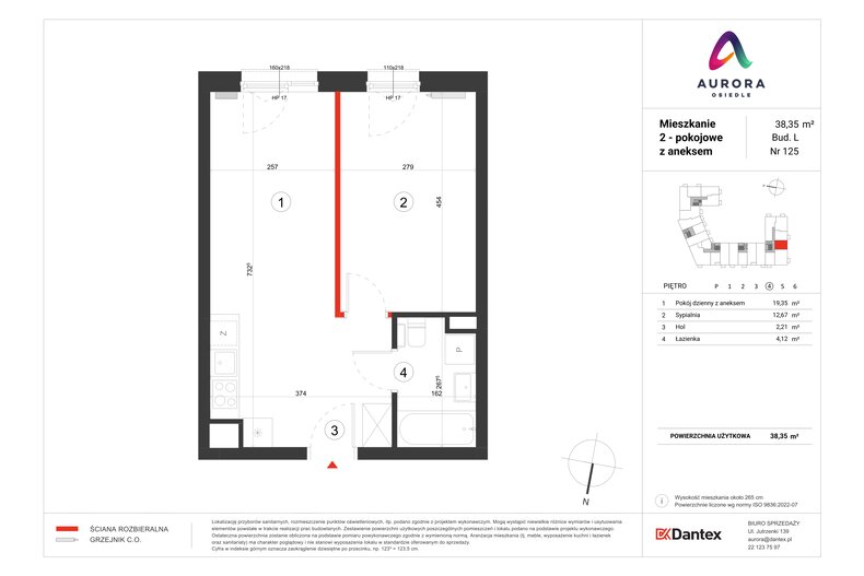 Mieszkanie 38,35 m², piętro 4, oferta nr L1/M125