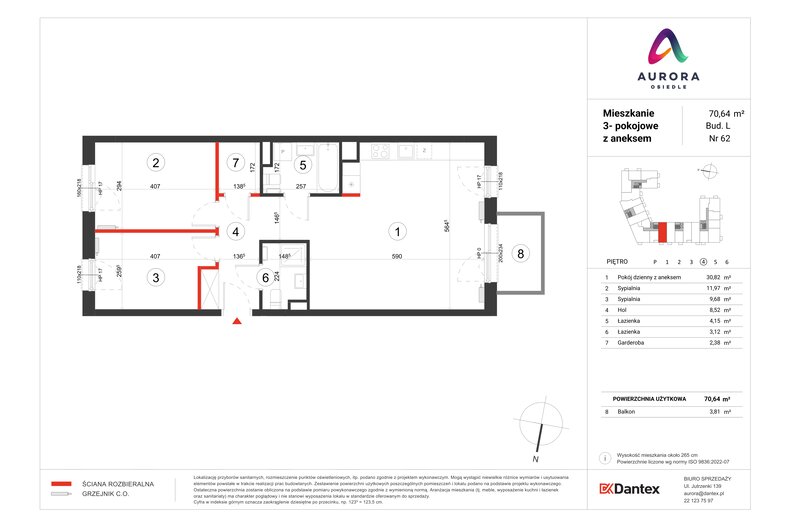 Mieszkanie 70,64 m², piętro 4, oferta nr L1/M062