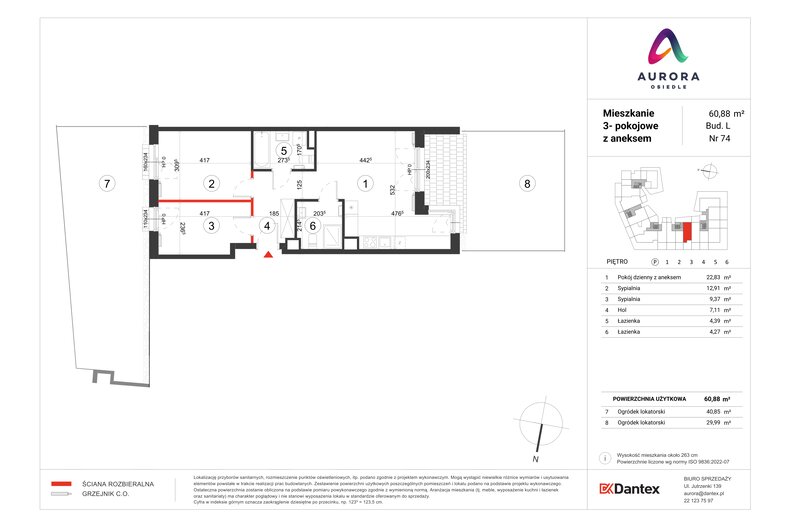 Mieszkanie 60,88 m², parter, oferta nr L1/M074