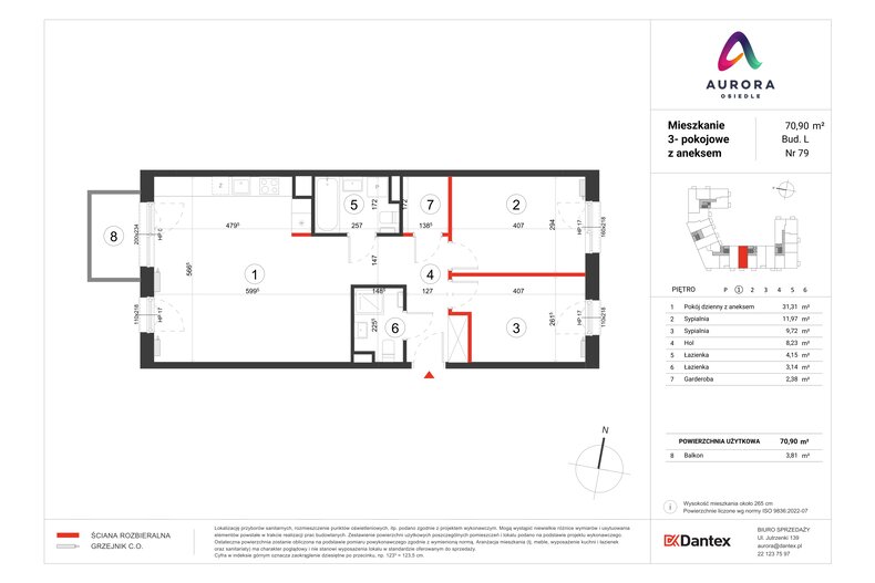 Mieszkanie 70,90 m², piętro 1, oferta nr L1/M079
