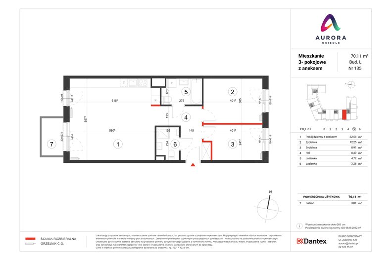 Mieszkanie 70,11 m², piętro 5, oferta nr L1/M135