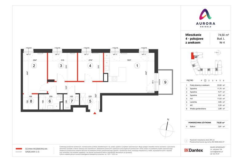 Mieszkanie 74,50 m², piętro 1, oferta nr L1/M004