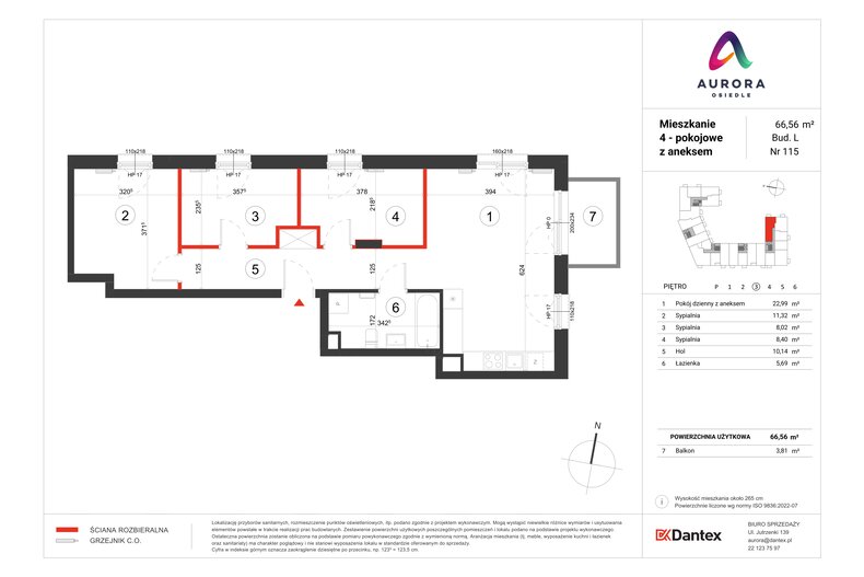 Mieszkanie 66,56 m², piętro 3, oferta nr L1/M115