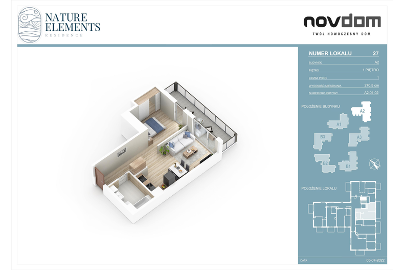 Apartament wakacyjny 42,71 m², piętro 1, oferta nr A2/27