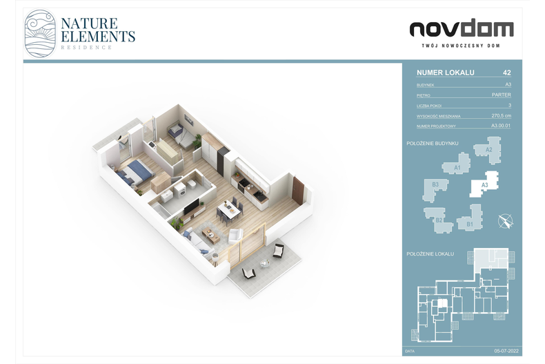 Apartament wakacyjny 59,25 m², parter, oferta nr A3/42