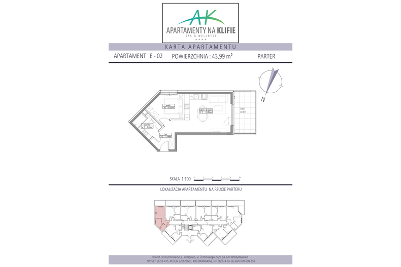 Apartament wakacyjny 43,99 m², parter, oferta nr E-02