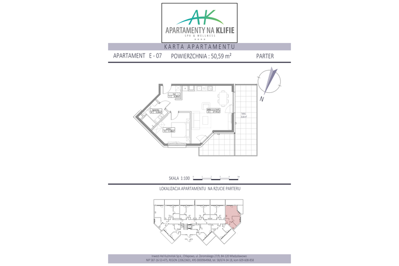 Apartament wakacyjny 50,59 m², parter, oferta nr E-07