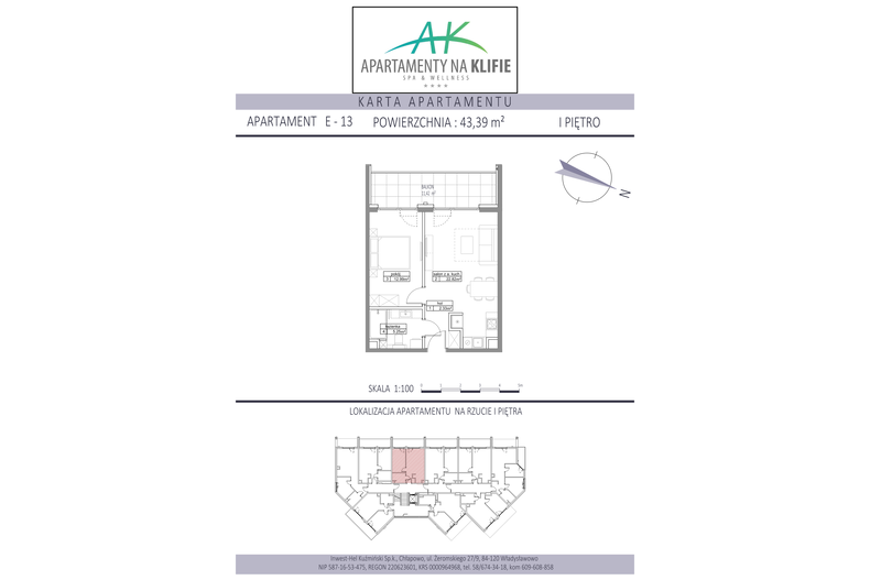 Apartament wakacyjny 43,39 m², piętro 1, oferta nr E-13