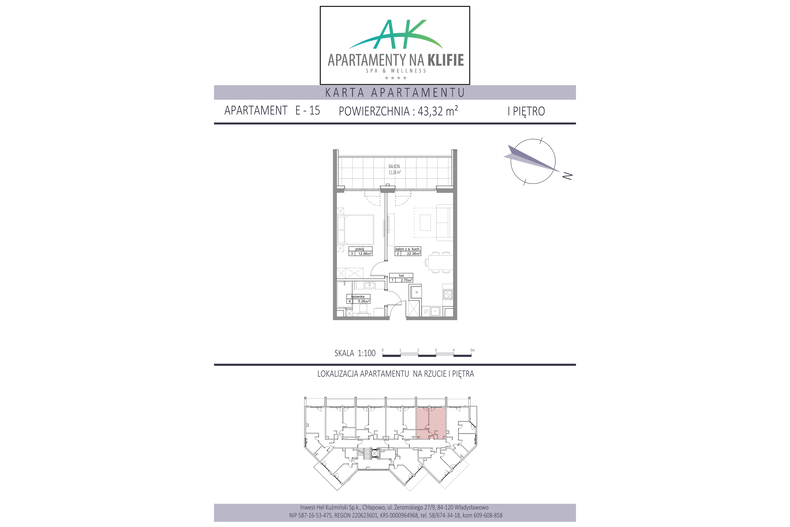 Apartament wakacyjny 43,32 m², piętro 1, oferta nr E-15