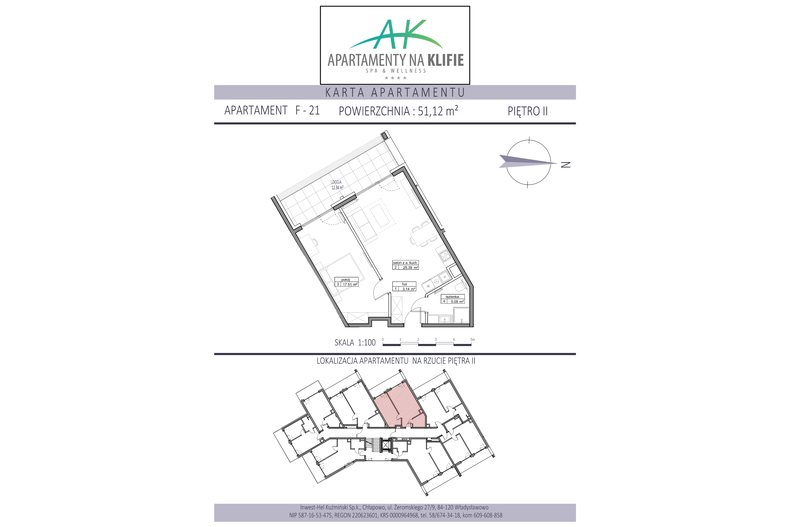 Apartament wakacyjny 51,12 m², piętro 2, oferta nr F-21