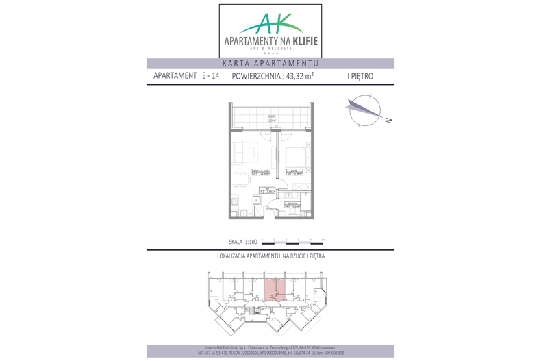 Apartament wakacyjny 43,32 m², parter, oferta nr E-14