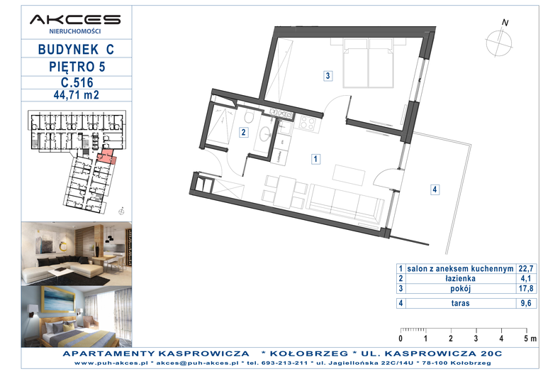 Apartament wakacyjny 44,71 m², piętro 5, oferta nr 516.C