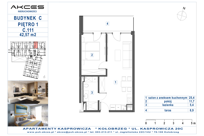 Apartament wakacyjny 42,57 m², piętro 1, oferta nr 111.C