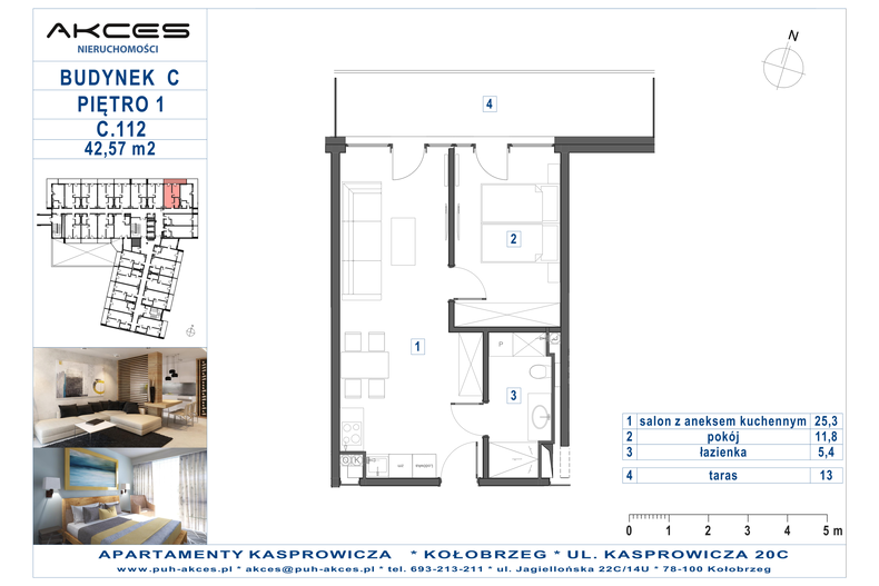 Apartament wakacyjny 42,57 m², piętro 1, oferta nr 112.C