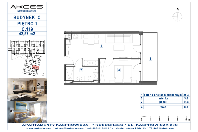 Apartament wakacyjny 42,57 m², piętro 1, oferta nr 119.C