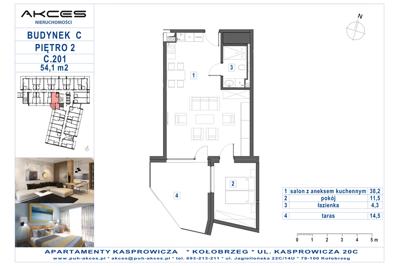 Apartament wakacyjny 54,10 m², piętro 2, oferta nr 201.C