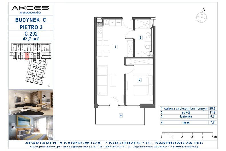 Apartament wakacyjny 43,70 m², piętro 2, oferta nr 202.C