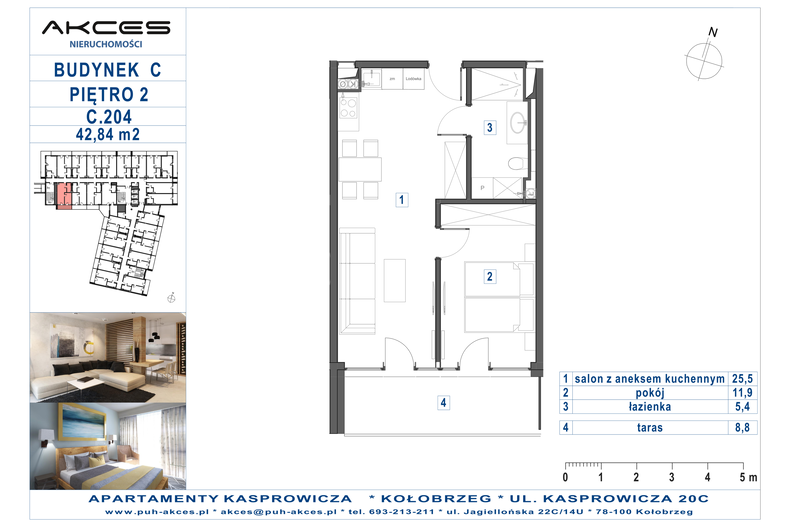 Apartament wakacyjny 42,84 m², piętro 2, oferta nr 204.C