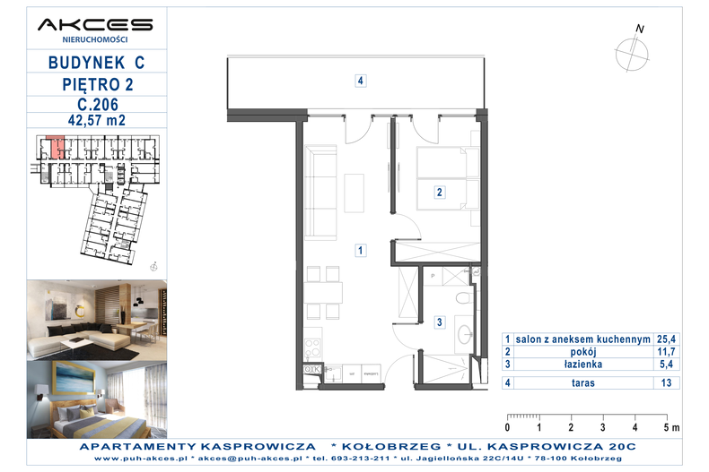 Apartament wakacyjny 42,57 m², piętro 2, oferta nr 206.C