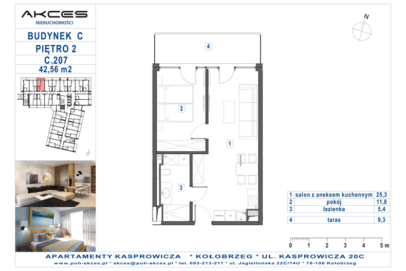 Apartament wakacyjny 42,56 m², piętro 2, oferta nr 207.C