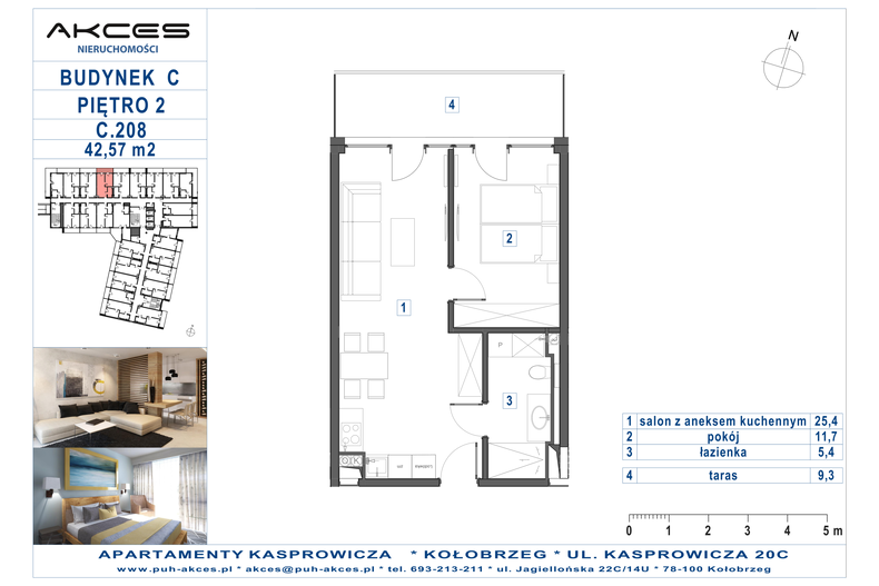 Apartament wakacyjny 42,57 m², piętro 2, oferta nr 208.C