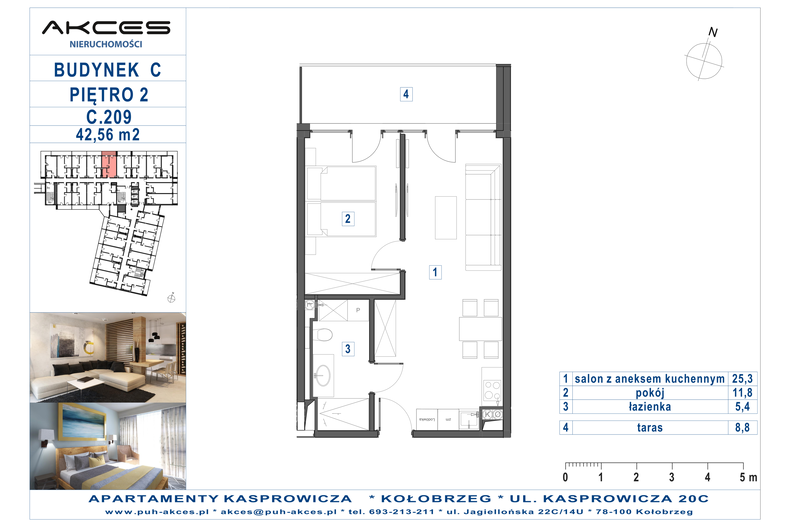 Apartament wakacyjny 42,56 m², piętro 2, oferta nr 209.C