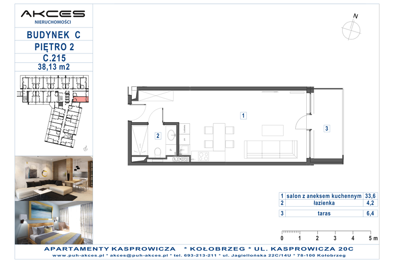 Apartament wakacyjny 38,13 m², piętro 2, oferta nr 215.C