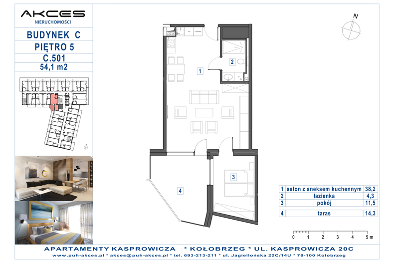 Apartament wakacyjny 54,10 m², piętro 5, oferta nr 501.C