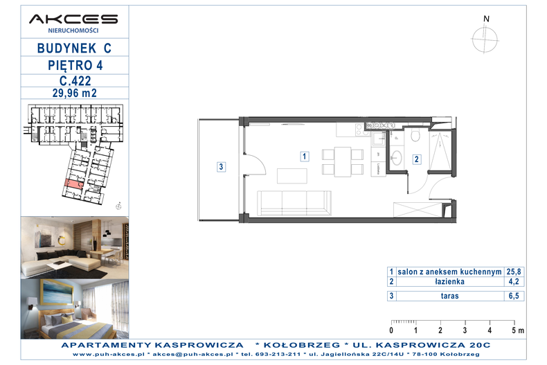 Apartament wakacyjny 29,96 m², piętro 4, oferta nr 422.C