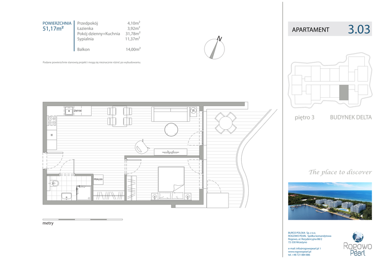 Apartament wakacyjny 51,17 m², piętro 3, oferta nr D/3.03