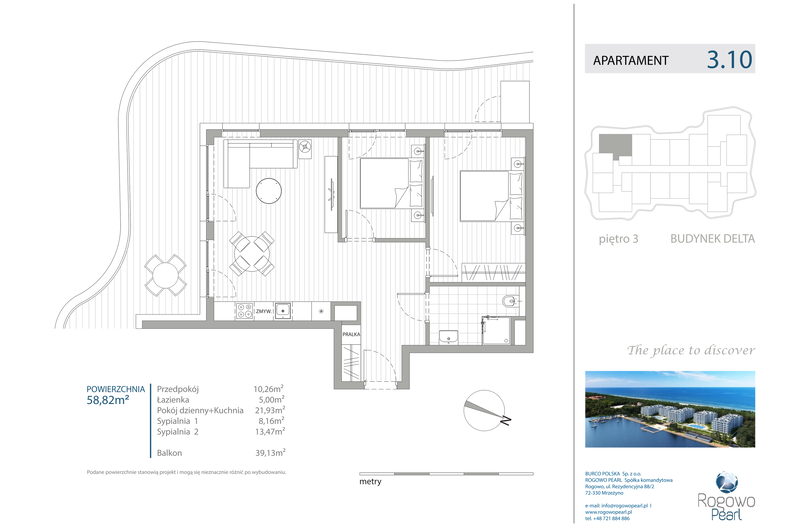 Apartament wakacyjny 58,82 m², piętro 3, oferta nr D/3.10
